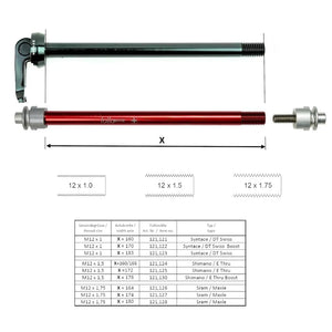 Thru-axle Adapter M12 X 1.5 – L 160/166  - (Shimano E-Thru)  - Followme 121.124